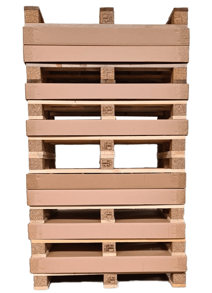 Verpackung für Ladungsträger Ein Stapel Paletten produziert von der Tillmann Verpackungen Schmalkalden GmbH